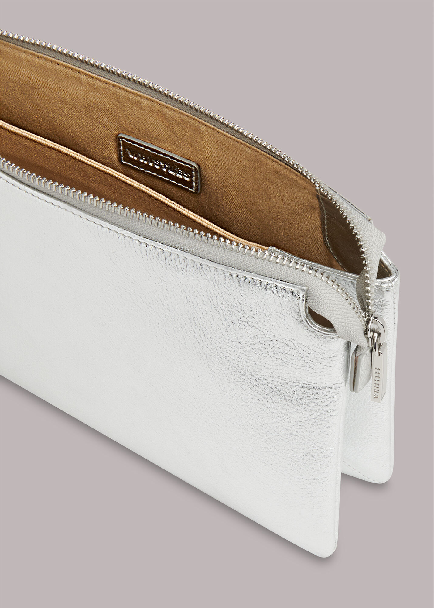 Whistles silver clutch online